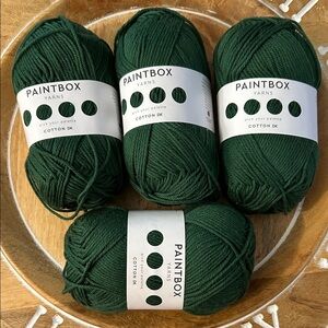 Paintbox Yarns Cotton DK NEw x4 skeins dark green 50g each